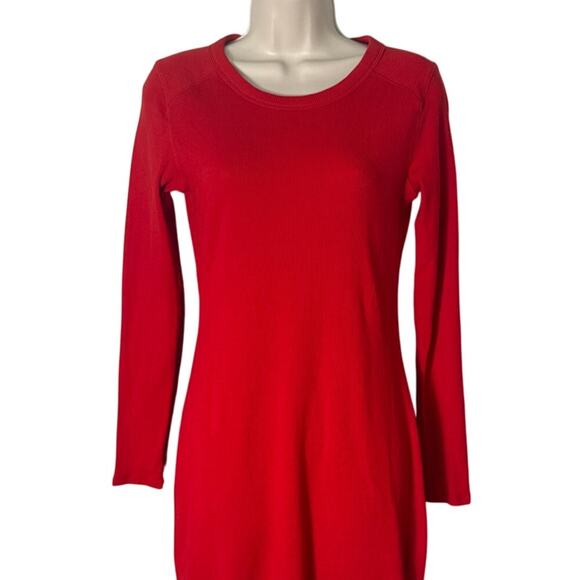 Everlane The Ribbed Mini Dress Red Long Sleeve Size Small - Picture 8 of 9